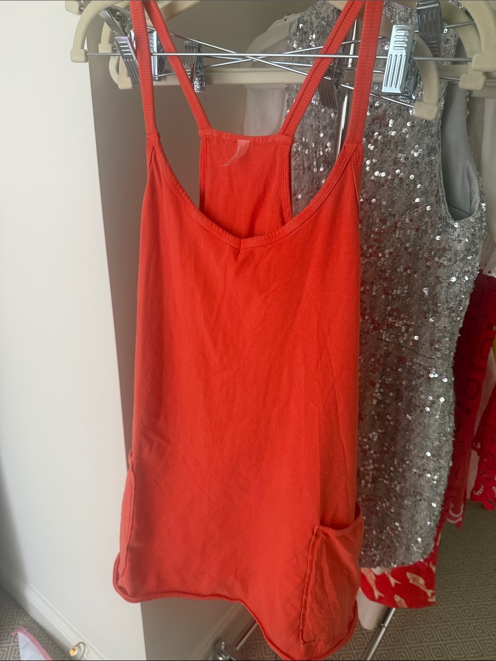 FP Movement by Free People Slim-Strap Orange Tank Dress with Front Pockets